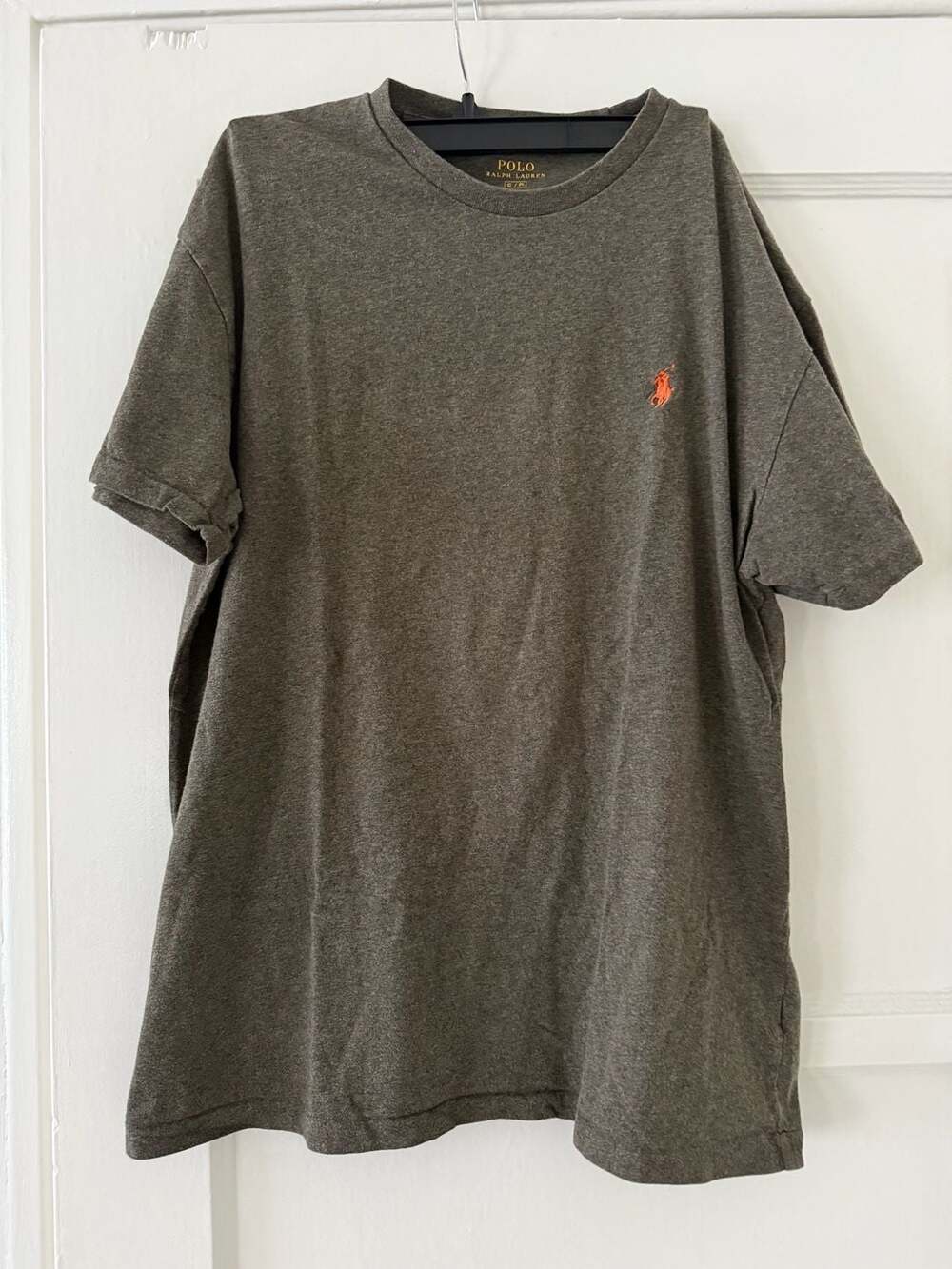 Polo Ralph Lauren Men's Olive Green Short Sleeve Crew Neck with Orange Pony Logo